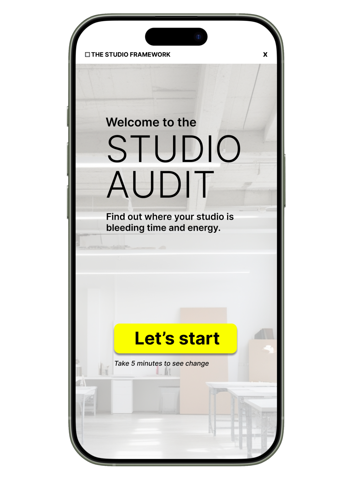 Studio systems audit mobile app Figma prototype with AI photo analysis