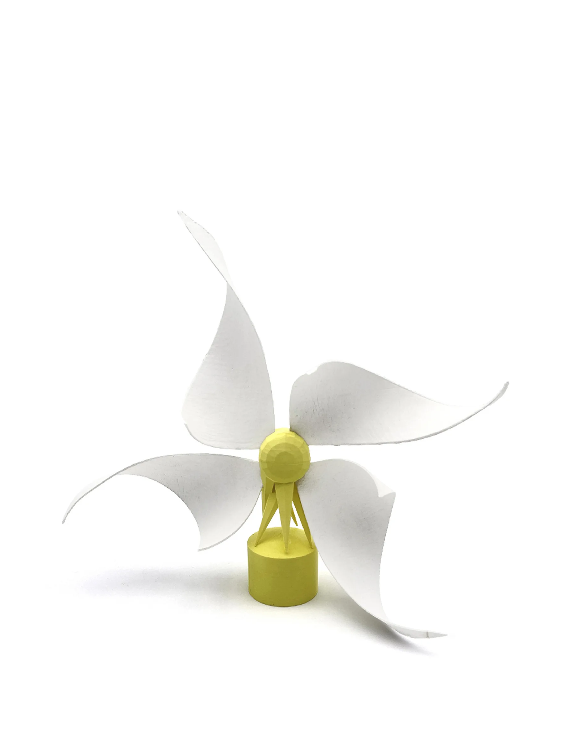 Item for the Great Reset: Personal Windmill, conceptual sculpture by Barbara K. Prokop using 3D printed PLA and self drying clay