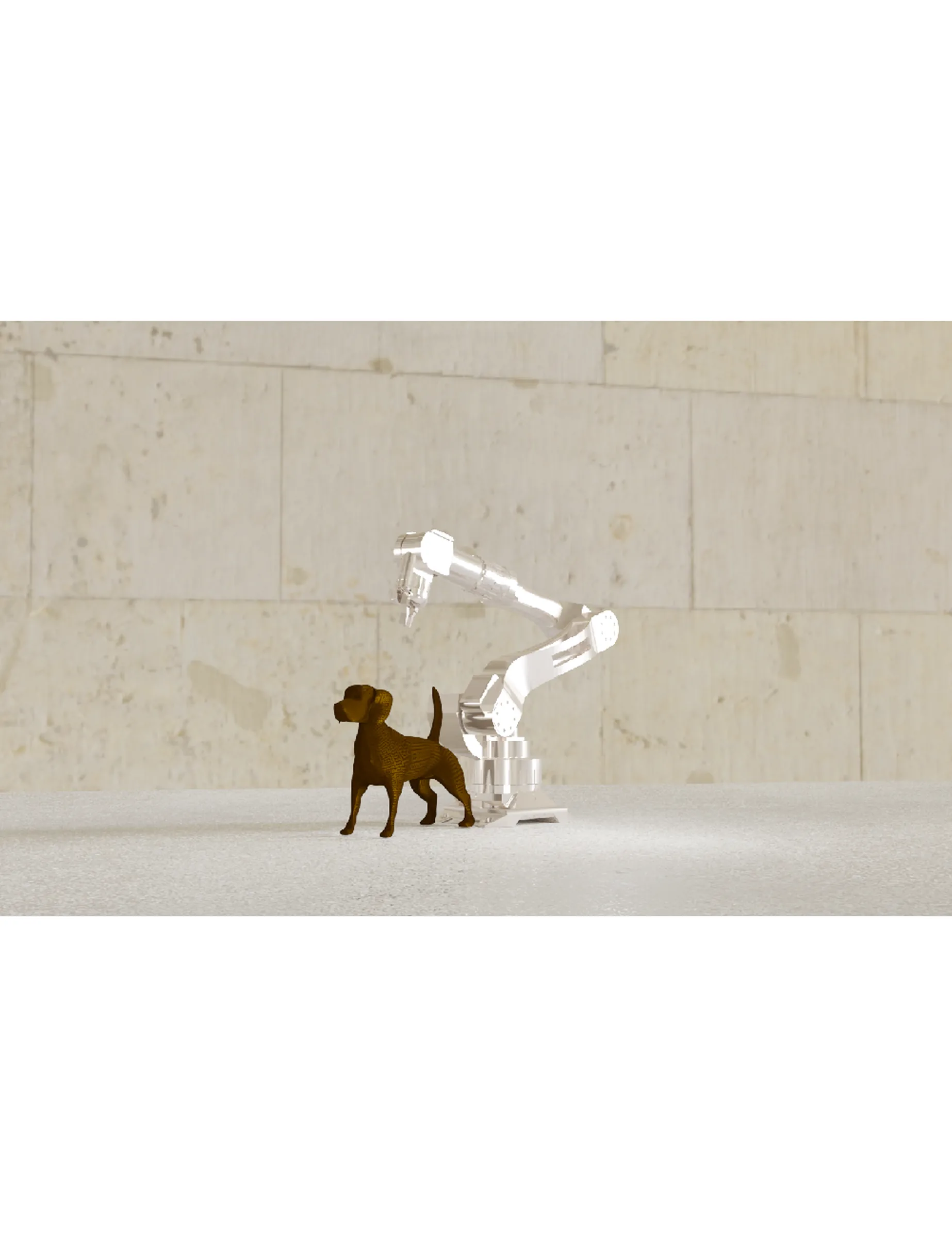 Item for the Great Reset: Dog with Mechanical Arm, conceptual sculpture by Barbara K. Prokop